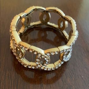 J Crew Gold and Rhinestone Bangle